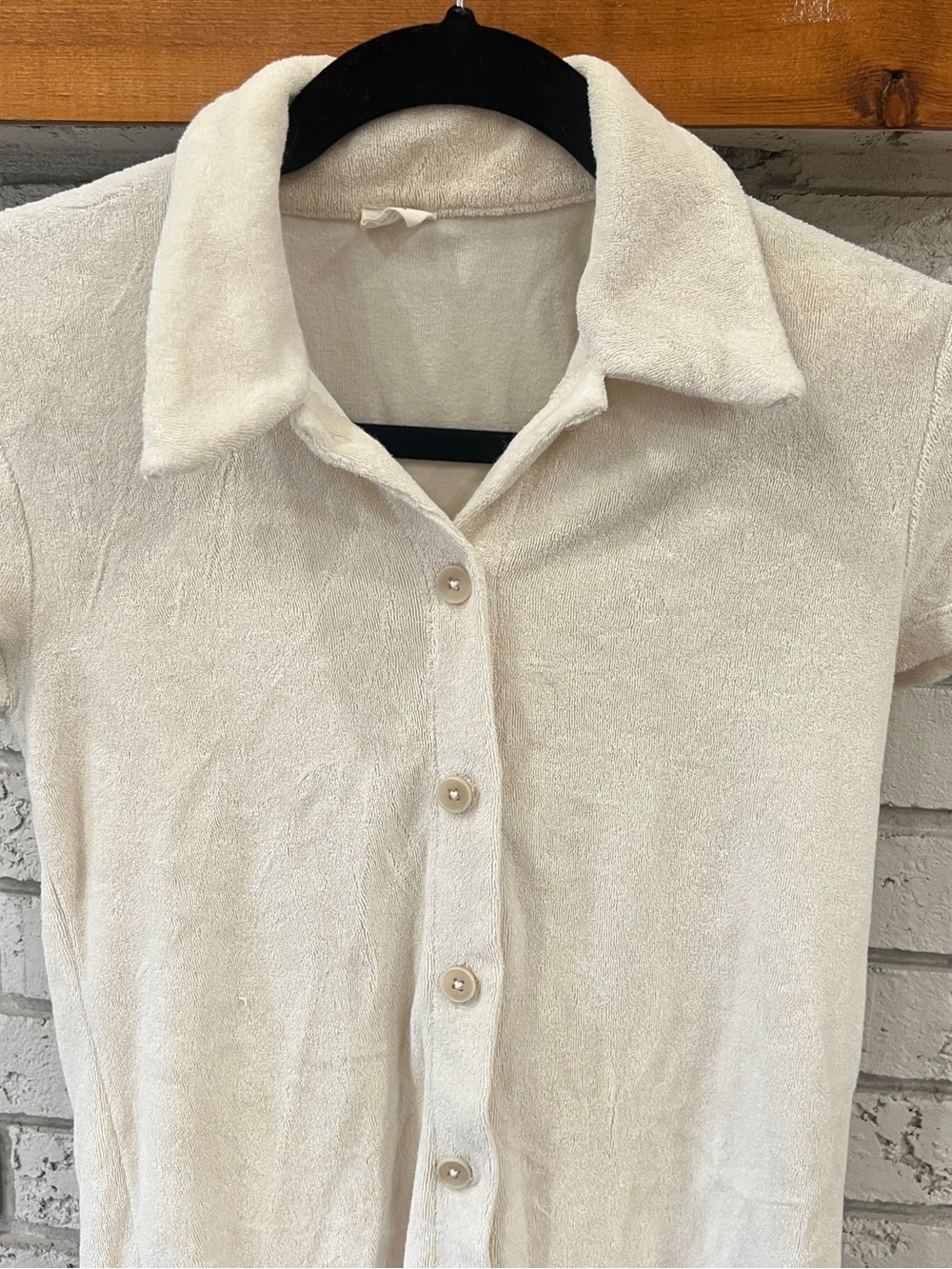 WILFRED | Cream Button-Front Terry Knit Shirt Dress - Picture 3 of 5